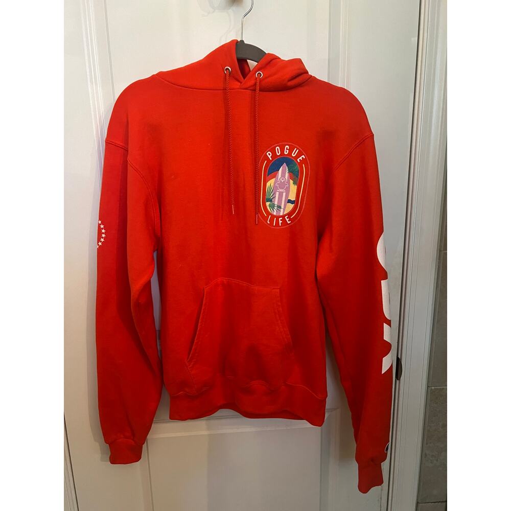 Champion x Outer Banks Pogue Life Long Sleeve Orange Pullover Hoodie OBX Size S